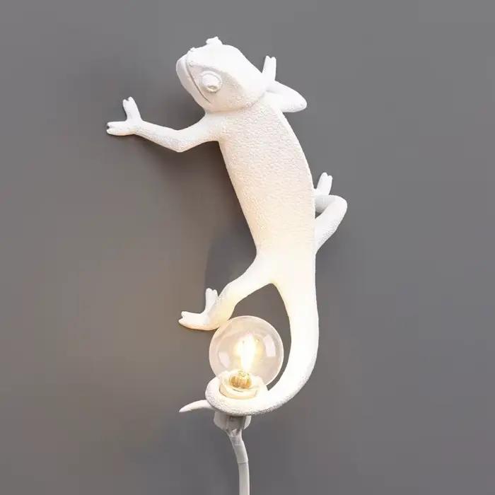 Lampe murale Lézard, style nordique, LED, en résine, animal caméléon, veilleuse, lampe de chevet, décoration de salon, éclairage, luminaire