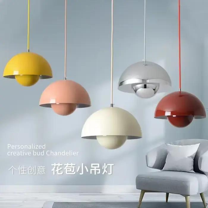 23 cm lustre créatif chambre étude Restaurant lampes suspendues lampe décorative multicolore en option moderne bourgeon éclairage intérieur