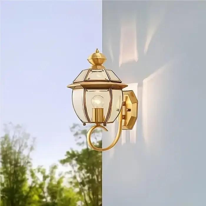 Applique Murale LED Extérieure en Cuivre, Moderne, Européen, Étanche, Laiton, Porche, Villa, Cour, délégations, Couloir