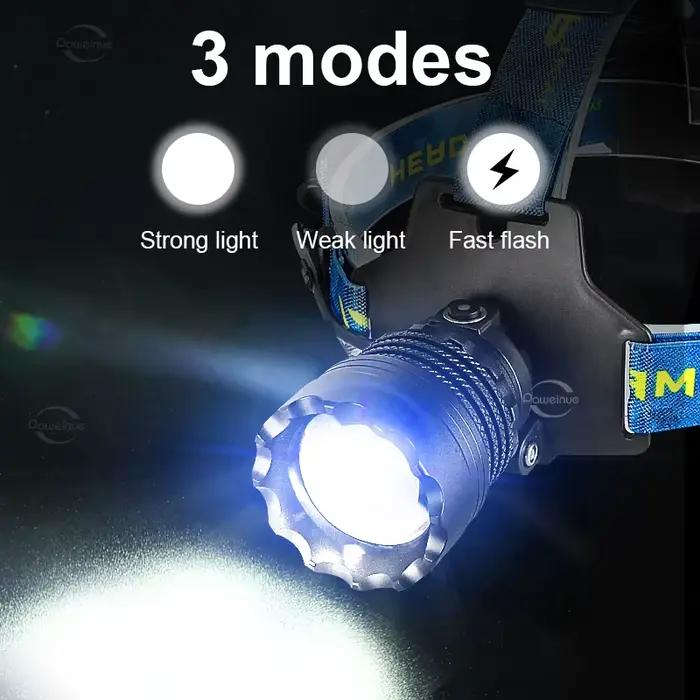 Nouvelle Lampe Frontale LED Laser Blanche Haute Puissance 2026, Tactique, Étanche, Super Lumineuse, avec Zoom, pour Camping, Travail, Chasse en Extérieur
