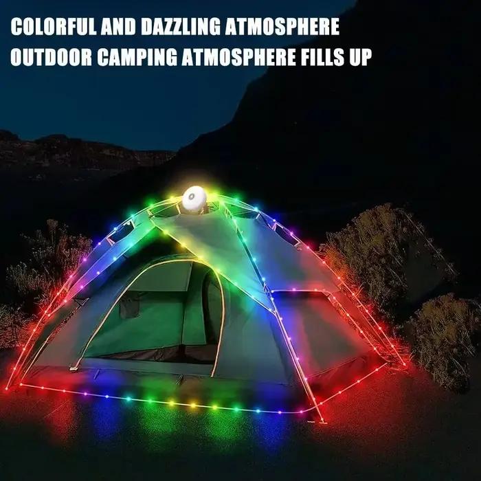 Lampes solaires d'extérieur lumière de camping guirlande lumineuse 10mètres ambiance RGB lampe de poche LED avec crochet美好生活,从这些户外太阳能灯开始。想象一下星空下的夜晚,被柔和的蓝色光芒照亮。这些户外太阳能灯就是为此而设计的。无论您是在野外露营还是在家里营造浪漫氛围,它们都能为您的空间带来独特的光线。长达10米的串灯可以轻松装饰您的室外环境,创造出梦幻般的氛围。