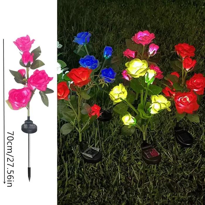 5 têtes Rose pelouse lampe lumières solaires extérieur décoratif solaire jardin lumières pour cour Patio jardin mariage décor fée lumières