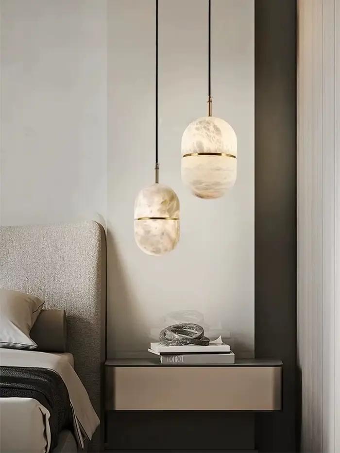 Lustre LED moderne en marbre et acier inoxydable pour salle à manger, salon, escalier et occasions spéciales