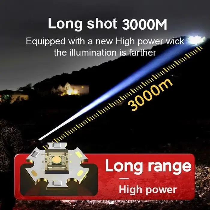 Lampe de poche tactique de chasse professionnelle, Laser blanc, Ultra puissante, Rechargeable, étanche, pour l'extérieur, 2000M, nouveauté