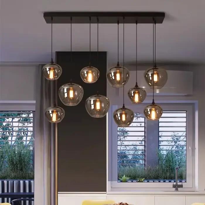 Lampes boule de verre modernes pour salon lustres suspendus chambre Table à manger cuisine suspendus lumières Led décoration intérieure de la maison