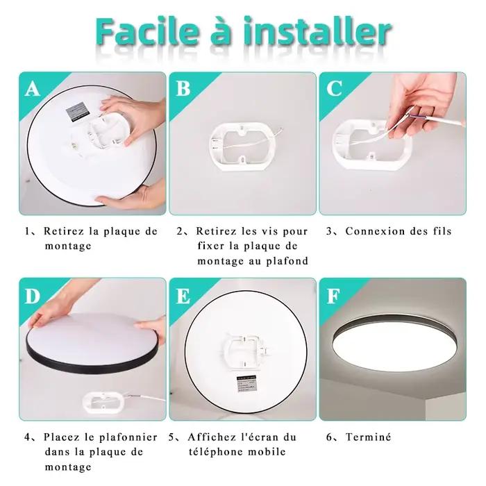 Plafonnier Bambou Led Rond Étanche De 18W