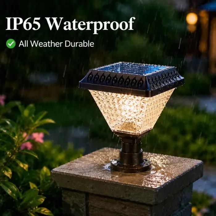 Lampe solaire extérieure à LED pour poteau, murale, IP65 étanche, RGB 3 couleurs, allumage automatique du crépuscule à l'aube, pour villa, patio, jardin, clôture, pilier