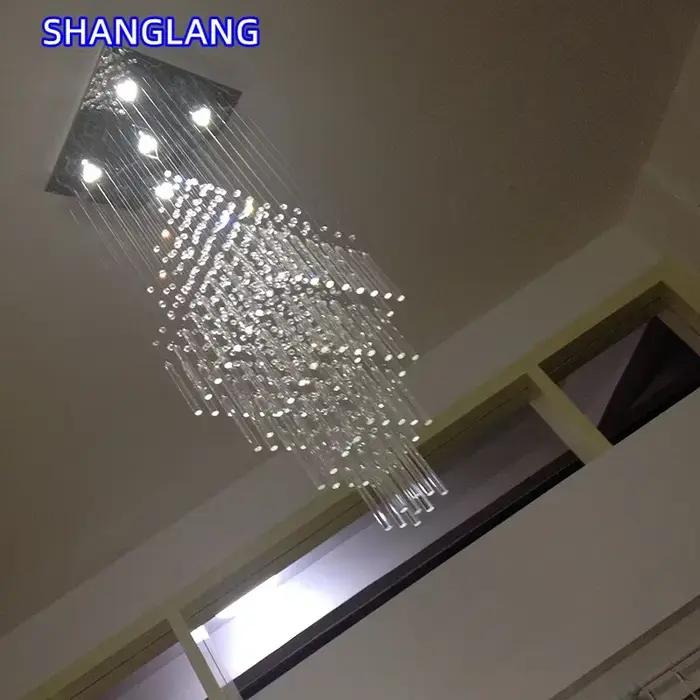 Lampe suspendue en cristal colonnaire moderne pour salon, lustre de plafond à Base carrée, escalier, Loft, décoration de maison