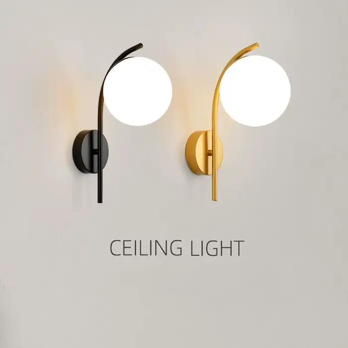 Appliques murales d'intérieur LED pour la maison, chambre à coucher, salon, couloir, or et noir, avec ampoule E27, Luminaires d'éclairage de chevet