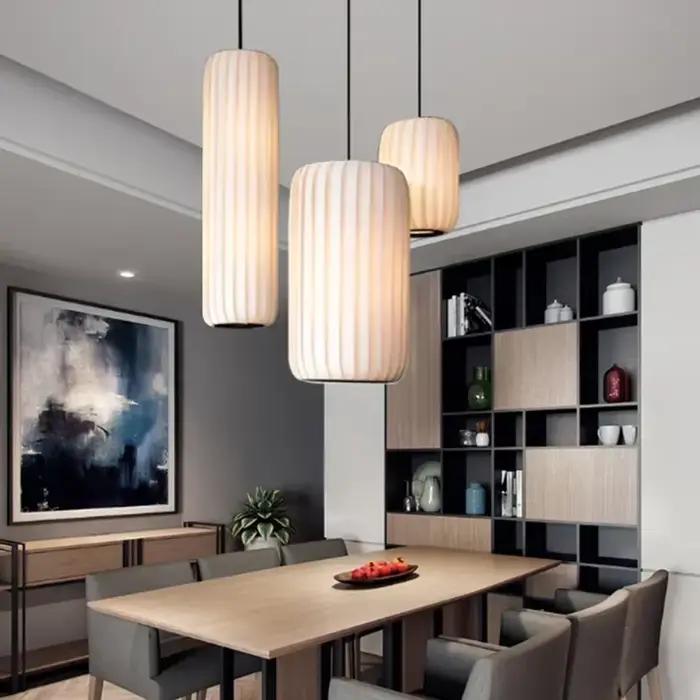 Lampe à suspension en tissu nordique moderne minimaliste Art Luminaire Restaurant salon chambre chevet lustre décor à la maison lumière