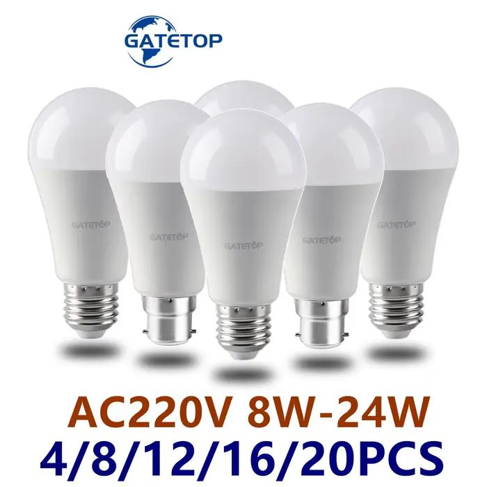 Ampoule LED AC220V B22, 4/8/12/16/20 Pièces, Lumen ÉWerSans Stroboscope, 3000K/4000K, pour Éclairage Domestique et Autres Intérieurs
