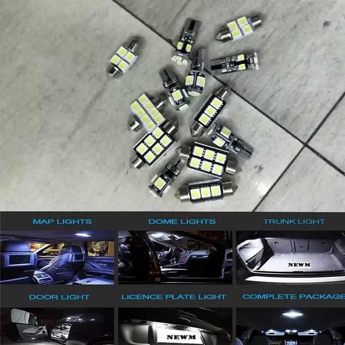 Kit d'emballage intérieur d'ampoules LED blanches pour voiture 12 pièces/ensemble