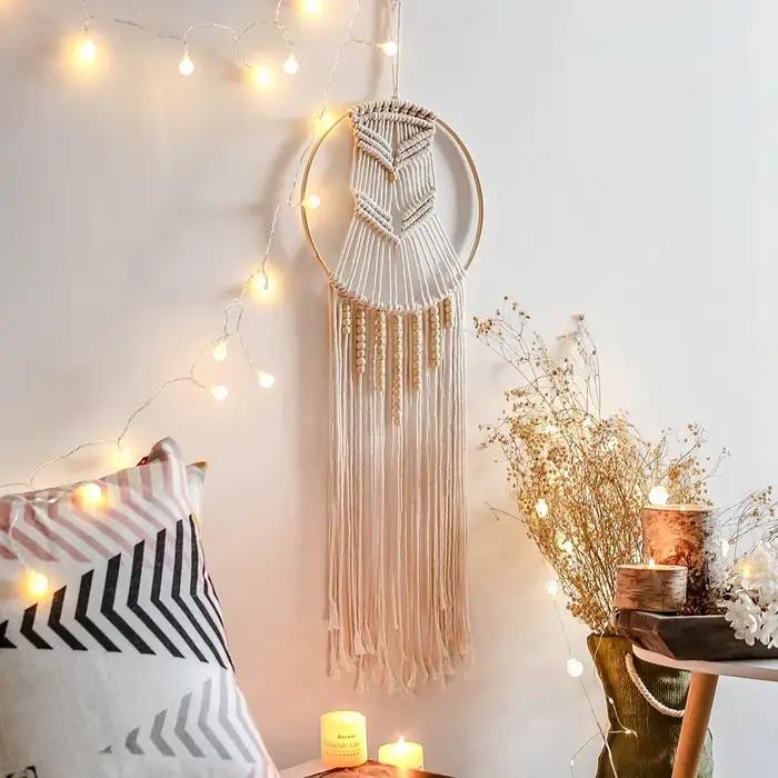 Applique Murale en Macramé de Style Nordique pour Chambre de Bébé et Enfant, Décoration de Maison Boho avec Lune, Ramadan
