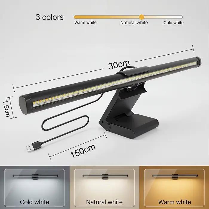 Barre lumineuse LED pour écran d'ordinateur, lampe de bureau, barre lumineuse pour écran, protection des yeux, gradation progressive, lampe de table pour le travail et les jeux