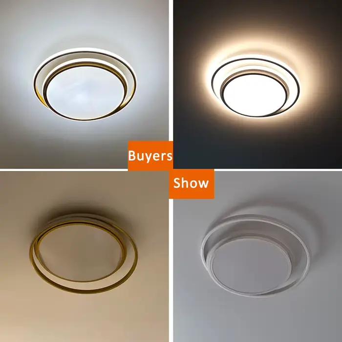 KAGU moderne rond LED lustre salon chambre cuisine lampe salle d'étude noir or plafonnier décoration de la maison