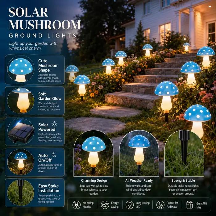 Lampes solaires en forme de champignon 10/20 LED pour la décoration extérieure du jardin