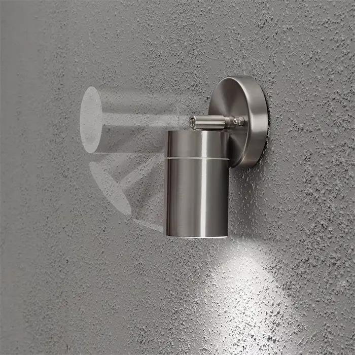Applique Murale LED à Détecteur de Mouvement en Acier Inoxydable, Luminaire Décoratif d'Extérieur, Idéal pour un Jardin ou une Cour, GU10