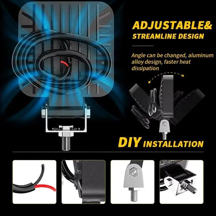 Mini 2.5 "Carré Mini Led Carré Lampe De Travail Poteau 7LED Cross Country Marine Projecteur 4X4 Jeep JK 4Wd Camion 9V-30V