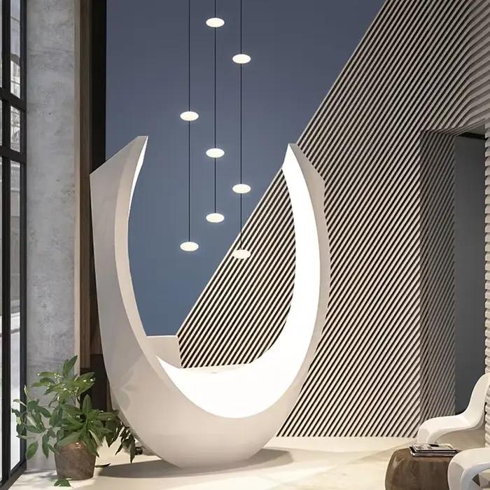 Art moderne Villa cage d'escalier creux LED lustre minimaliste noir rond escalier lampes suspendues intérieur maison longs luminaires
