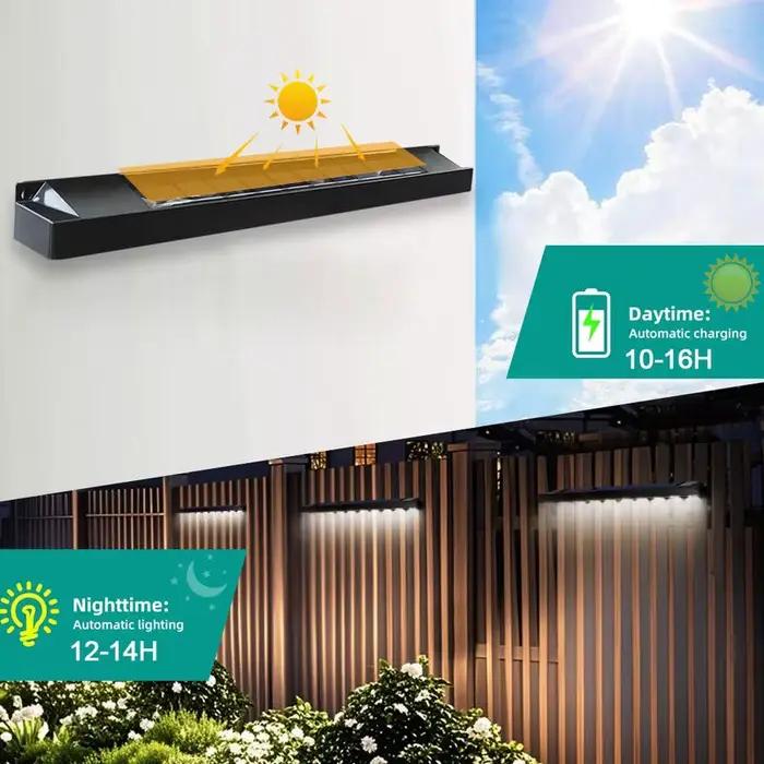 Lampes murales solaires d'extérieur, lampes d'adresse alimentées par l'énergie solaire, éclairage solaire pour clôture, allée, jardin, cour, patio, balcon