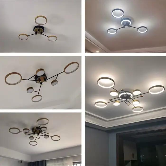 Moderne Led Suspension Éclairage Pour Salon Salle À Manger Chambre Plafond Lustre Or/Noir Décoration Nordique Lampes AC90-260V