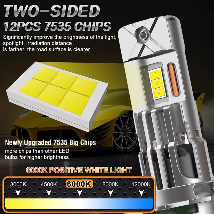Ampoule de phare Led H7 H4 H1, 5300W, Ultra puissante, 5300000LM, Super blanche, 6500K, 12V, Canbus H7, lampe de voiture, lumière Turbo sans erreur, 2 pièces