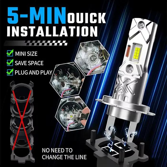 Ampoule LED H7 H1 pour phare de voiture, 800000LM, 600W, CANBUS, mini lampe sans fil, projecteurs automatiques, feux antibrouillard, 6000K, blanc, 12V 24V, Plug&Play