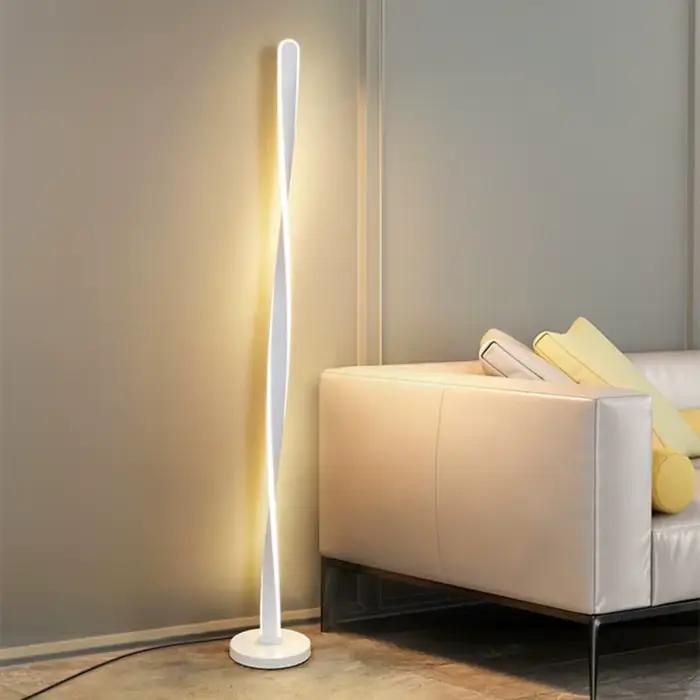 Lampe autoportante en spirale blanche, design moderne, longue ligne, luminaire décoratif d'intérieur, idéal pour un salon, une chambre à coucher, un bureau ou un canapé