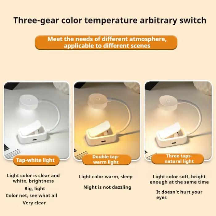 Mini lampe de lecture LED, lampe de table, lampe de lecture flexible à intensité réglable pour la lecture en voyage, la lecture à la maison, lampe de lecture portable pliable