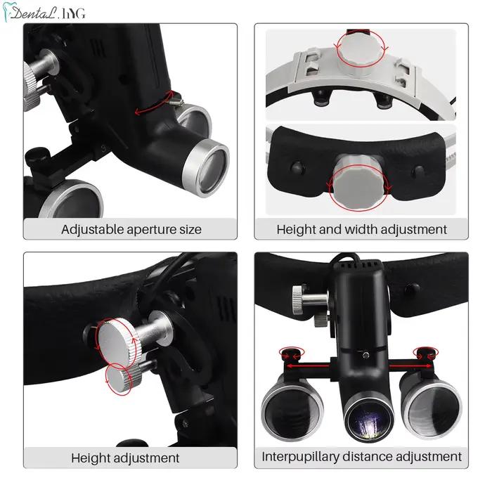 Loupes dentaires 2,5x 3,5x, phare chirurgical 5W, phare ORL sans fil, Loupe dentaire, Loupe de dentisterie, lampe chirurgicale 