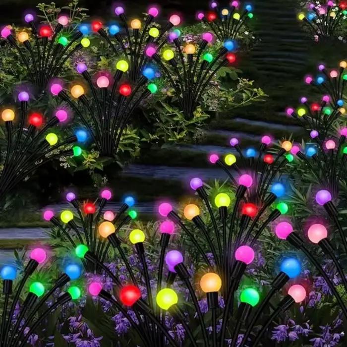Lampes solaires en forme de luciole, 4 pièces, décoration de jardin extérieure, étanches, qui dansent au vent, pour Patio, chemin, balcon