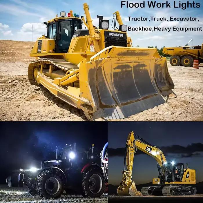 Lampe de travail pour tracteur agricole, 30W, 4 pouces, 6500K, projecteur pour pelle, éclairage tout-terrain rond, adapté aux tracteurs agricoles, ingénieurs, camion, 12V 24V 48V, 1 pièce