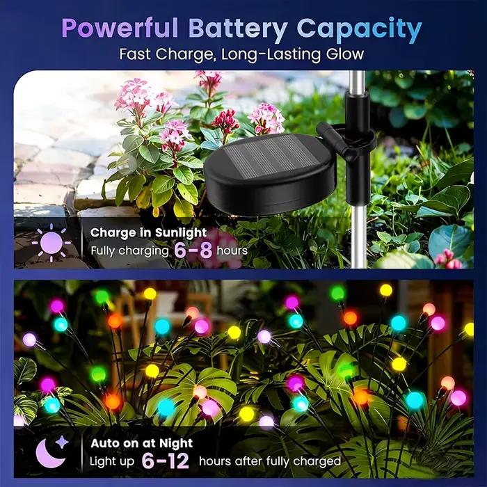Lampes solaires en forme de luciole, 4 pièces, décoration de jardin extérieure, étanches, qui dansent au vent, pour Patio, chemin, balcon