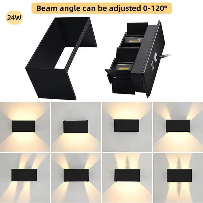 Applique Murale Intérieur Led Etanche IP65 Appliques Murales Exterieure avec Angle de Faisceau Réglable 24W idéal pour