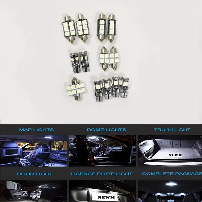 Kit d'emballage intérieur d'ampoules LED blanches pour voiture 12 pièces/ensemble