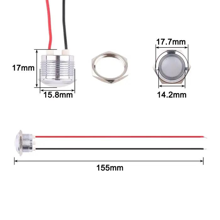 LED indicateur en métal 16mm lampe de signalisation étanche lumière 3V 6V 12V 24V 220v vis connecter rouge jaune bleu blanc 16ZSD.QX.X