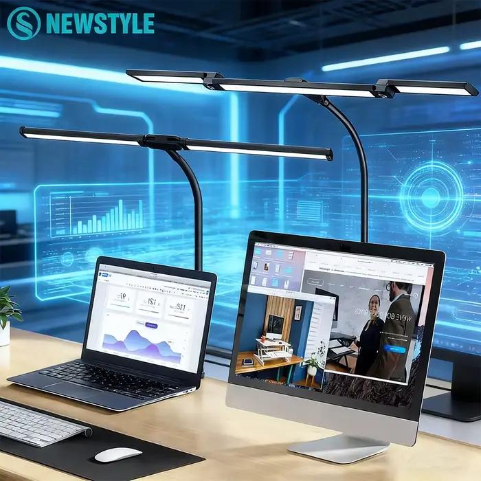 Lampe de bureau architecte LED pour la maison, protection des yeux, sans scintillement, col de cygne flexible, intensité réglable, écran d'ordinateur de bureau, lumière de table USB pour la lecture et