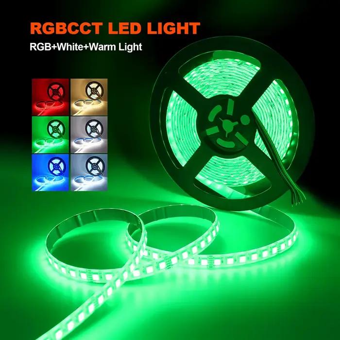Bande lumineuse LED RGB CCT, 5m, 5 couleurs en 1, puce 12V 24V DC RGBCCT 5050 60 90 LED, ruban Flexible, étanche IP30 IP65 IP67