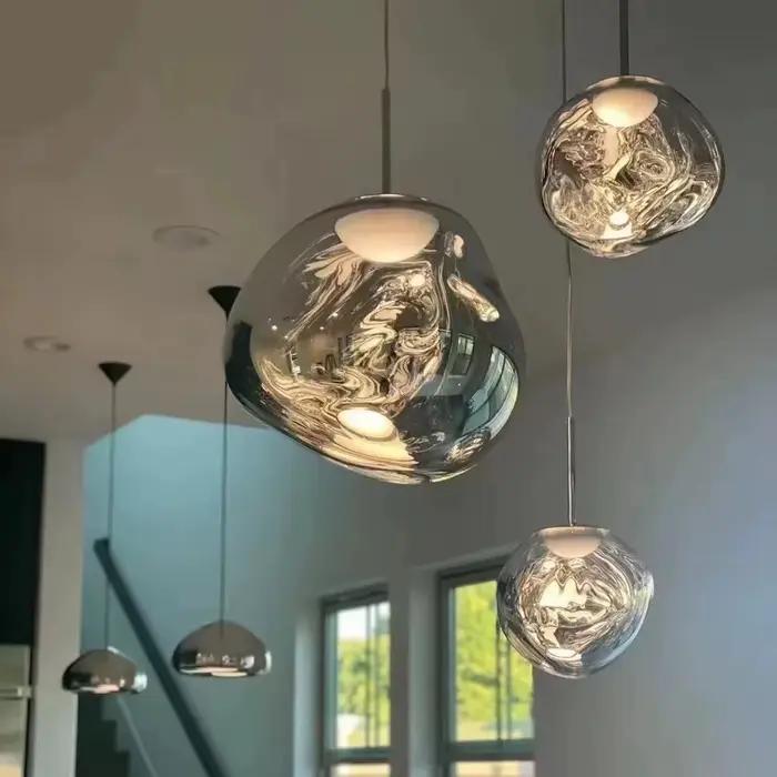 Lampe LED suspendue en forme de roche de lave nordique faite à la main