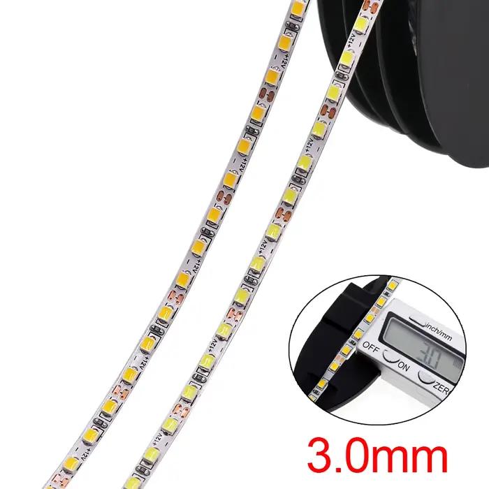 Bande lumineuse LED à largeur étroite de 3mm, 5M DC12V 2025, 168 diodes/m, 4mm, 2835, 120 diodes, corde lumineuse, ruban LED Flexible, rétro-éclairage
