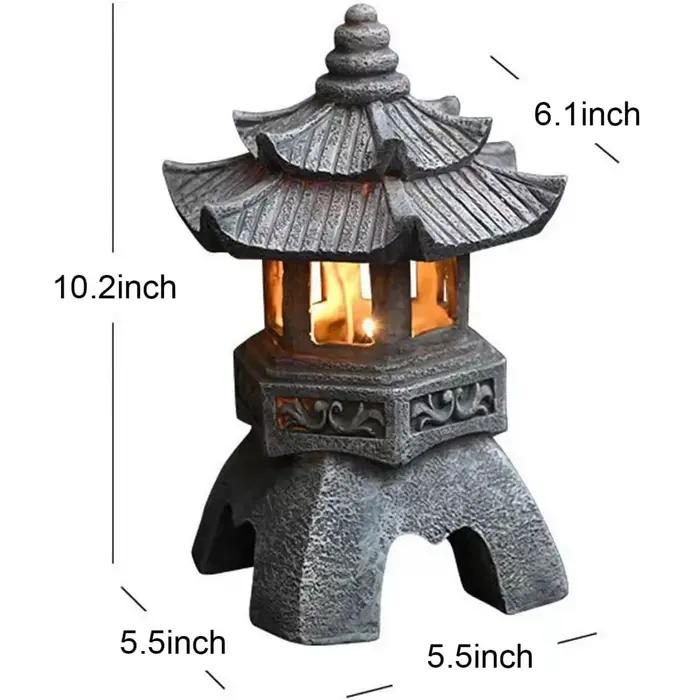 Lanterne solaire japonaise de style pagode, étanche, pour jardin extérieur, style zen, luminescence automatique, lampe de chemin pour la décoration de la cour