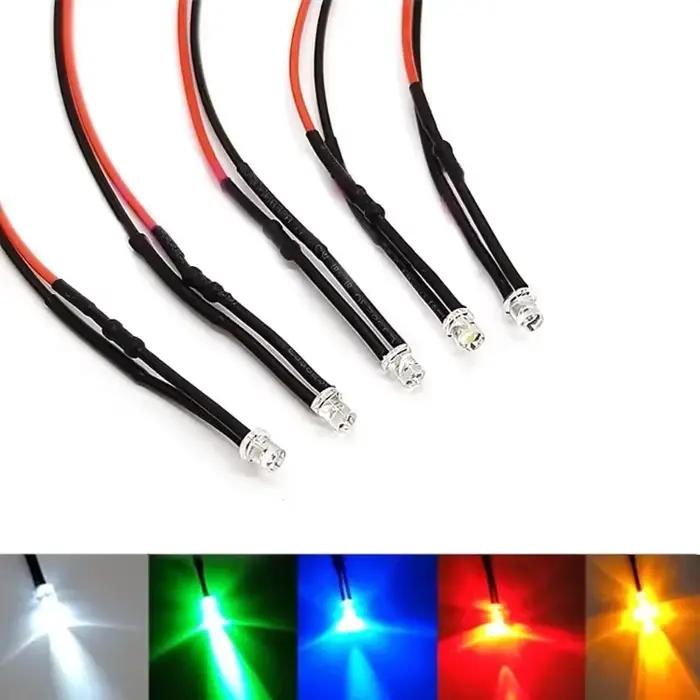 220V,110V,48V,36V,24V,12V,9V,6V5V,3V 3mm pré-câblé dessus plat grand Angle LED Ultra lumineuses Diodes électroluminescentes ampoule pour bricolage