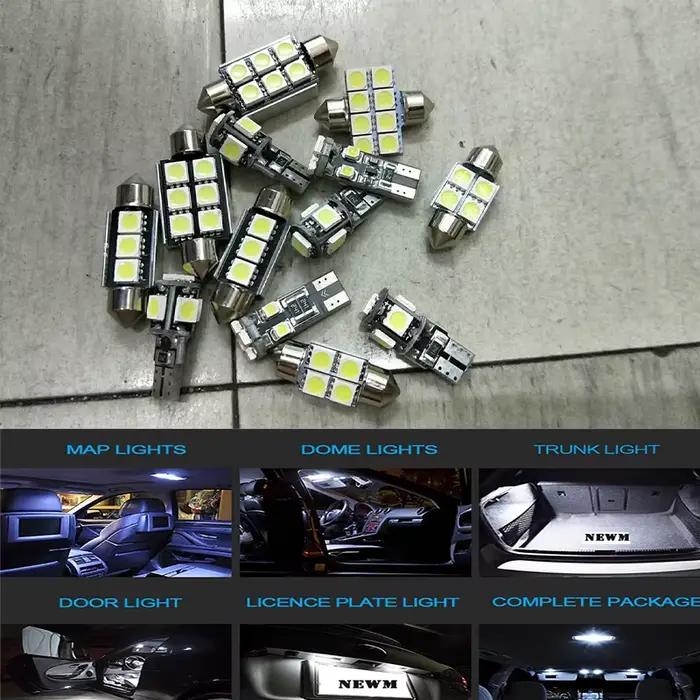 Kit d'emballage intérieur d'ampoules LED blanches pour voiture 12 pièces/ensemble