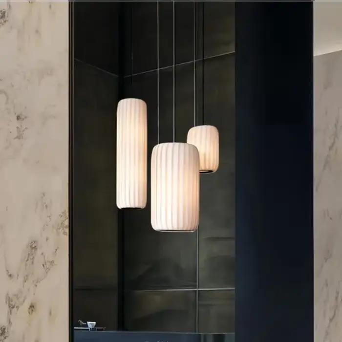 Lampe à suspension en tissu nordique moderne minimaliste Art Luminaire Restaurant salon chambre chevet lustre décor à la maison lumière