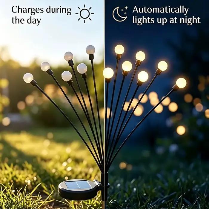 Lampes solaires LED d'extérieur en forme de lucioles, décoratives pour allées de jardin, lampes à piquet pour pelouse, cour, patio, balcon