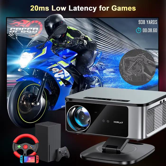 Projecteur 4K Ultra HD 2026 HORLAT 45000 Lumens avec mise au point TOF, Android 14, WiFi 6, Full HD 1080P, pour cinéma maison et visionnement en plein jour