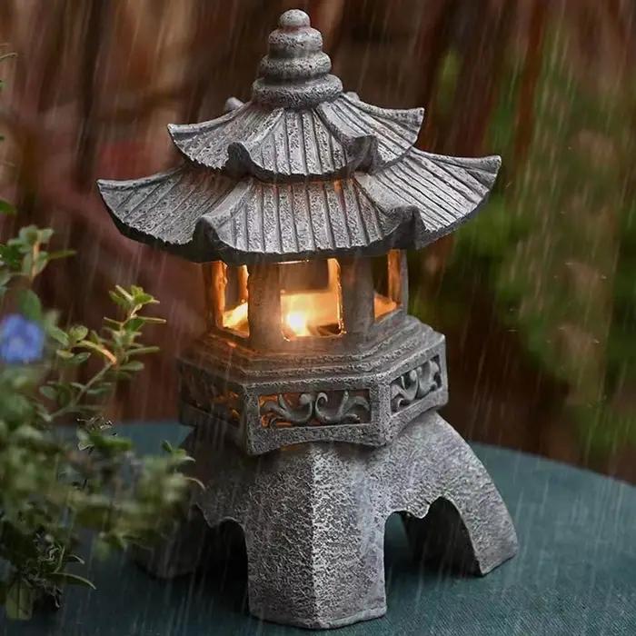 Lanterne japonaise à énergie solaire, imperméable, décoration de jardin extérieure, lumière à luminescence automatique, style zen, lampe de chemin de jardin