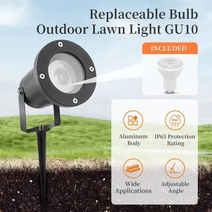 Lampe LED d'extérieure pour pelouse avec ampoule GU10 bleue ou multicolore résistante aux intempéries pour jardin et décorations d'arbres