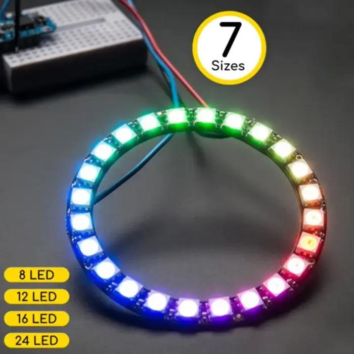 Anneau LED RGB adressable individuellement 5V, anneau néoPixel pour lampe de pilote polychrome WS2812, accessoires d'éclairage portables
