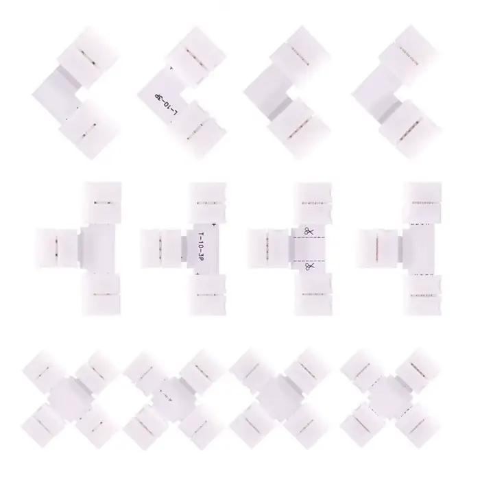 Connecteur Led à souder sans bande LED, 2 broches, 3 broches, 4 broches, 5 broches, connecteur d'angle en forme de L/T/X pour bande lumineuse Led RGBW RGBWW de 10mm